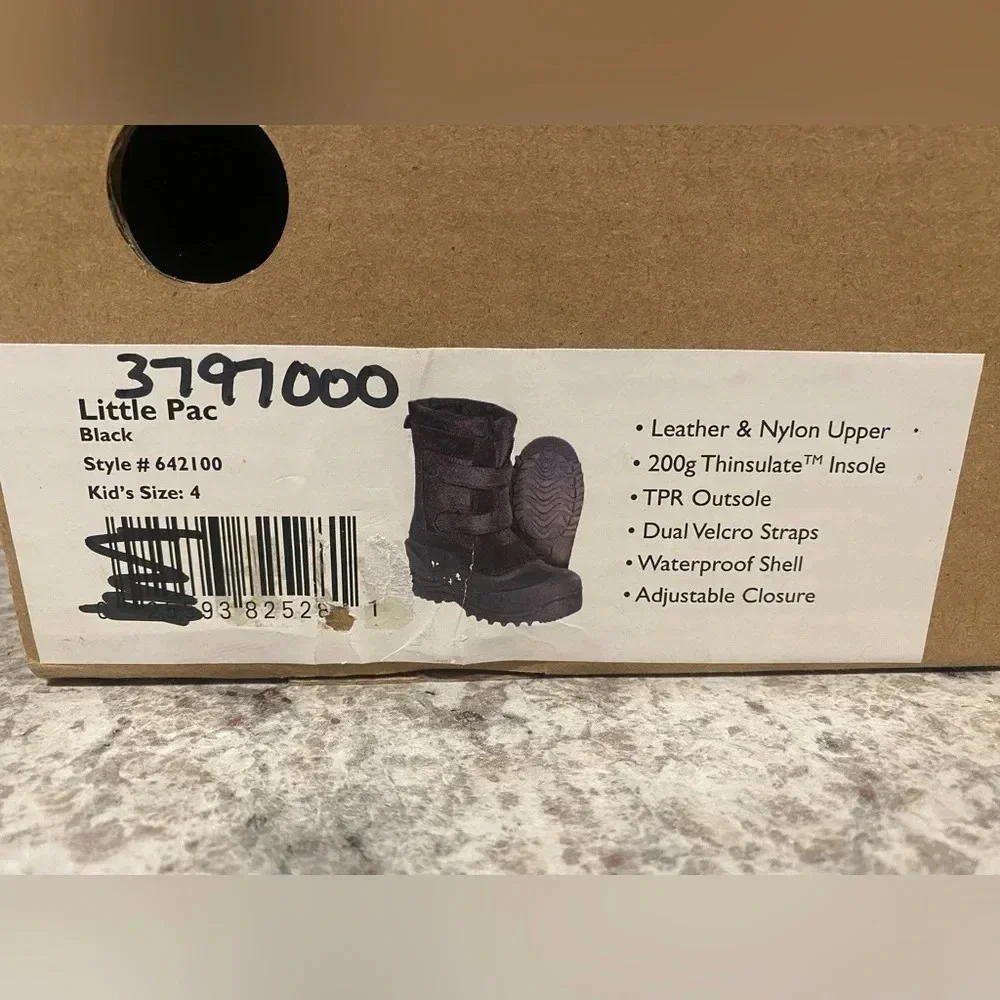 Itasca Little Pac Snow Boots Thinsulate Insulated Black Boots Youth Size 4
